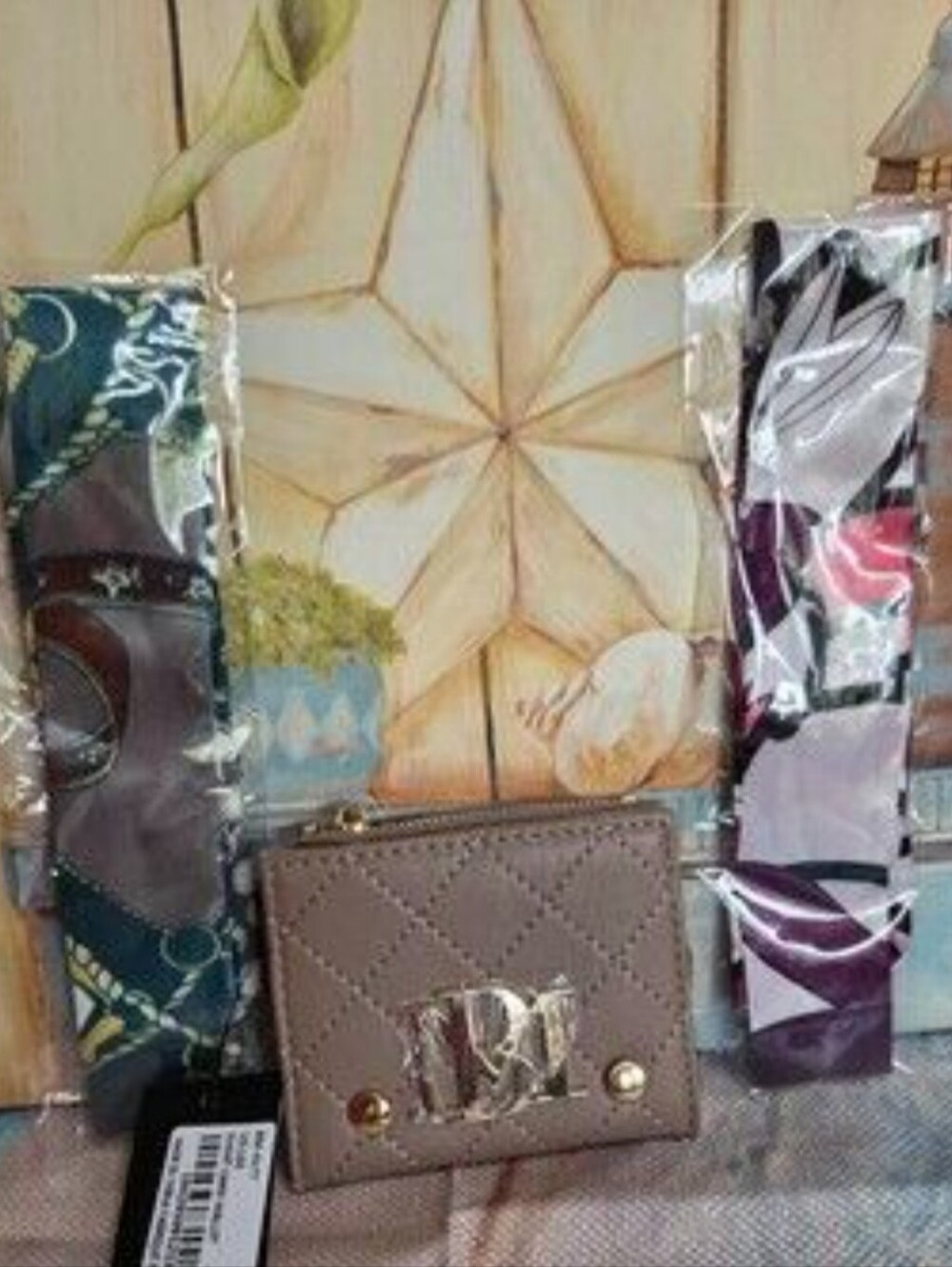 Quilted Gray Compact Wallet with Gold Hardware  NWT